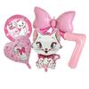 5pcs Marie Cat Bow Balloons Pink Girls Birthday Party Balloons Decoration Cartoon Marie Cat Animal Pet Balloon Baby Shower Decor