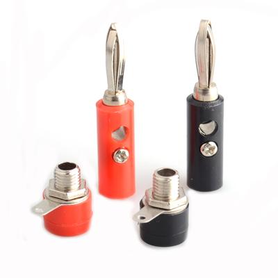 1pair 4mm Banana Plug+Socket Connectors Female Male Insert Connector Nickel Plated DIY