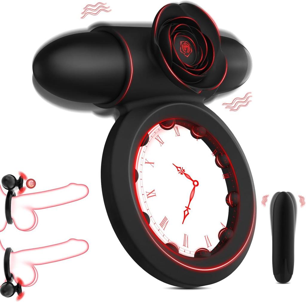 Mini Rose Couple's Cock Ring,Penis Vibrator Extender for Delayed Ejaculation and Erection,G-Spot Clitoral Stimulation, Couple's Adult Sex Toy