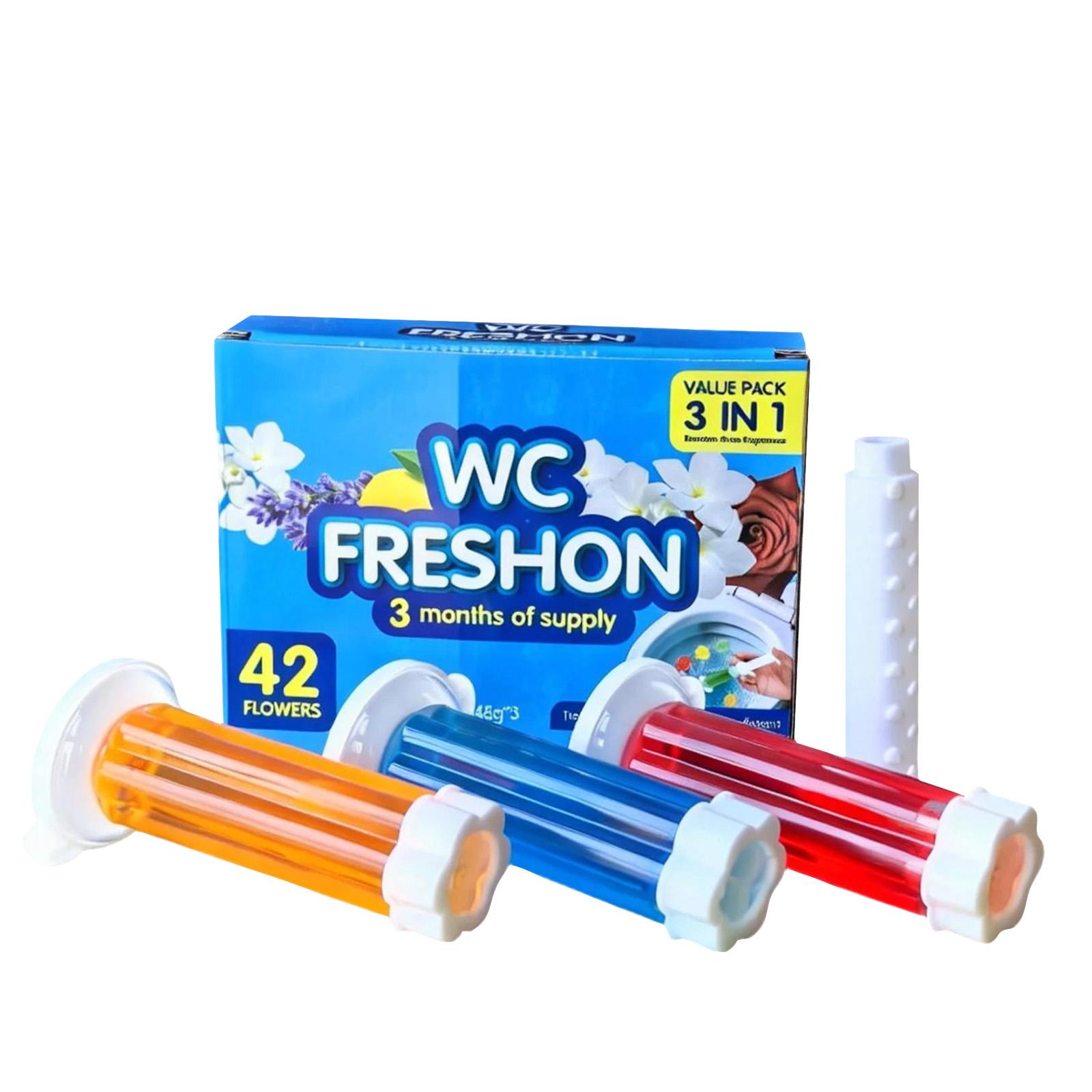 

WC Freshon Toilet Gel , 42 Flowers Toilet Bowl Cleaner & Freshener, 3 Months Supply With 3 Scents, Random Colors, Easy-to-Use Syringe Design, Deodor One Size