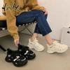 Women's Shoes with Round Toe Muffin Heel Spring and Summer 2024 New Mesh Breathable Feet Thick Soles Running and Leisure Shoes