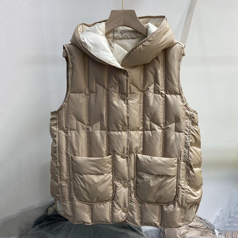 Women's Vests Lightweight Plus Size Vest Seamless White Duck Down Ultralight Sleeveless Jacket Peplum Vests