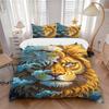 3pcs Eagle Lion Artwork Bedding Set - 1 Duvet Cover + 2 Pillowcases(Core Not Included), Machine Washable Polyester Yy251216111