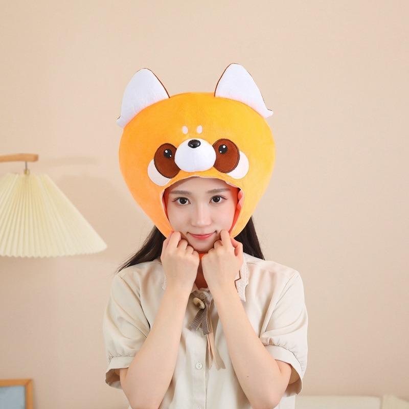 Short-haired orange raccoon hood hat, photo props, photo props, cartoon headgear, photo props