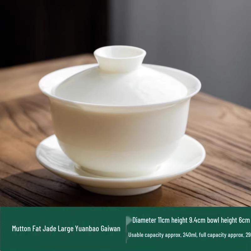 Dehua White Porcelain Gaiwan: Thin Body Sancai Tea Bowl for Kung Fu Tea, Large Ceramic Cup for Home Brewing