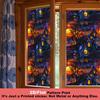 Halloween Window Sticker Stained Glass Style Witch Bats Decal Removable Pumpkins Ghosts Static Window Cling for Party Decoration