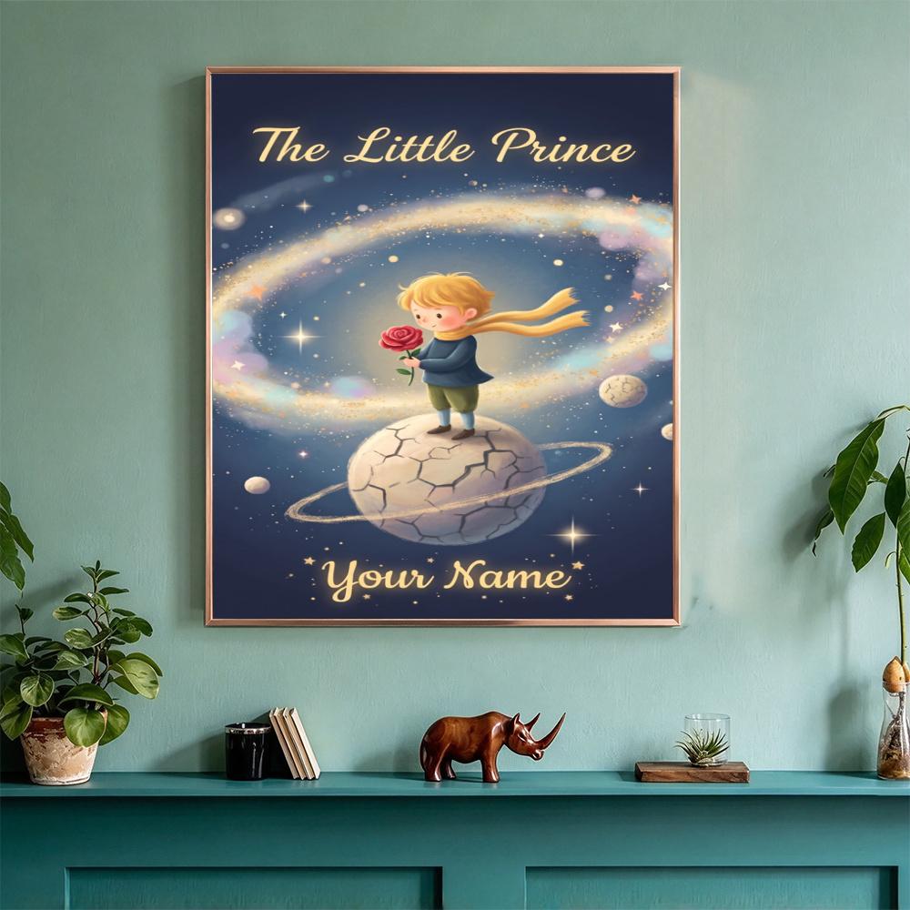 Little Prince Customize Your Name Diamond Painting Round Diamond Rhinestones Mosaic Diamond Embroidery Wall Paintings Rhinestones Gift Frameless