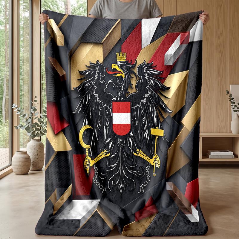 Austria Football Printed Flannel Blanket Skin Friendly Warm Decorative Throw for Indoor Couch Bed Daily Use