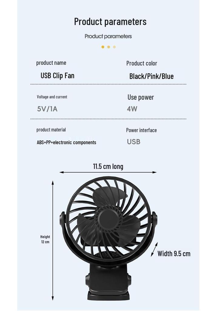 Rechargeable Portable USB Desktop Fan - Silent, Strong Wind, Clip-On, Ideal for Dorms & Students