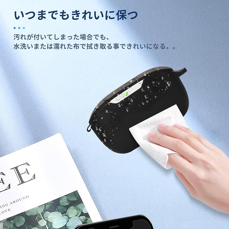 For WAVE BUDS 2 for Case Cover [NOUKAJU] Wireless Earphones Silicon Protective Case (With Carabiner + Strap Included) ) Fall Prevention Scratch