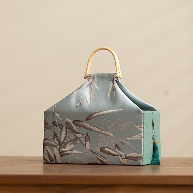 Creative Chinese Style Portable Tea Handbag Large Capacity Tea Can Festival Gift Box Travel Tea Set Cup Retro Storage Bags New