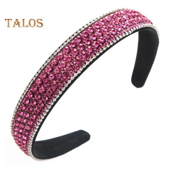 Retro Wide Hair Hoop Shiny Rhinestones Inlaid Lightweight Headband Bright Color Hairband Hair Accessories
