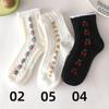 Three Pairs of Women's Socks Fashion Print Cartoon Pattern Socks Winter Thick Warm Pile Pile Socks