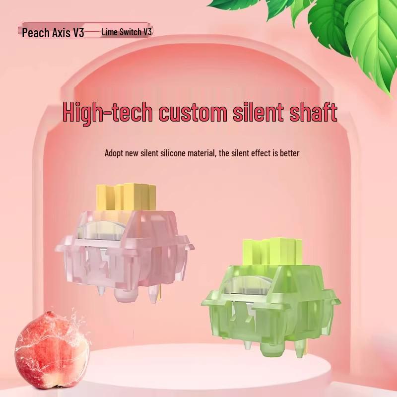 Silent V3 Peach & Lime Hot-Swappable Mechanical Keyboard Switch Set