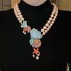 Luxury Pearl Beaded Necklace Double-layer Beach Style Jewelry Retro Crystal Conch Necklace  Party