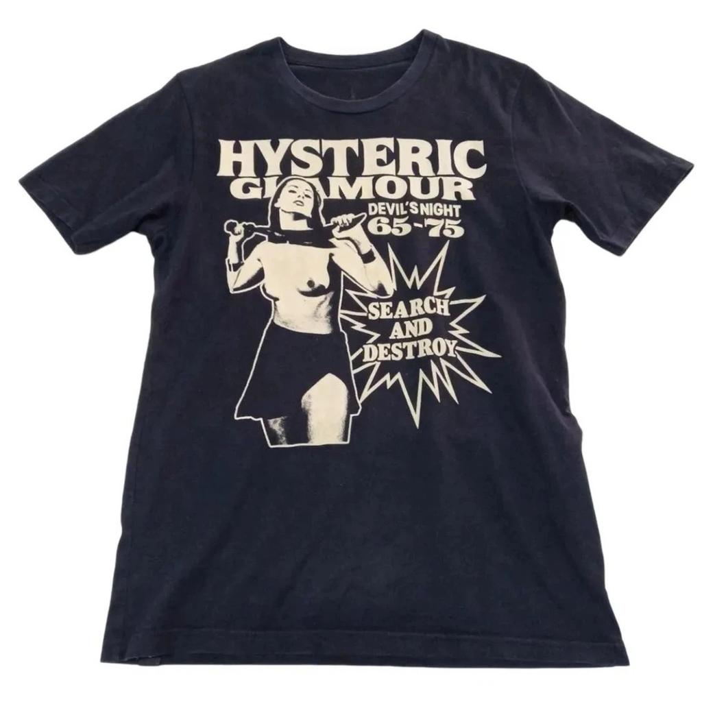 2026 Hysteric Glamour 90s Retro Style Charcoal Reprint T Shirt for Men Women Y2k Graphic Short Sleeve Shirt Unisex Men Women Summer