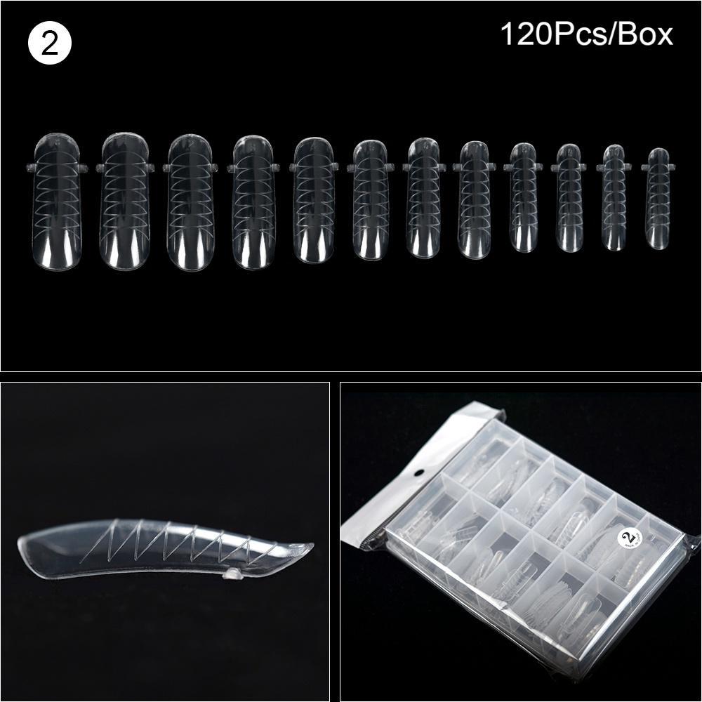 kads 120 ks Nástavce na nehty pro rychlou tvorbu plísní Dvojité umělé nehty Opakovaně použitelné čiré nástroje na manikúru pro prodloužení Poly Nail Gel Nail Art