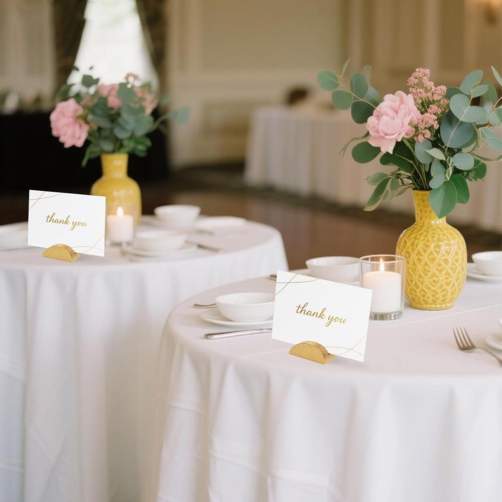 24pcs Gold Wooden Place Card Holders for Wedding Party Restaurant Decoration