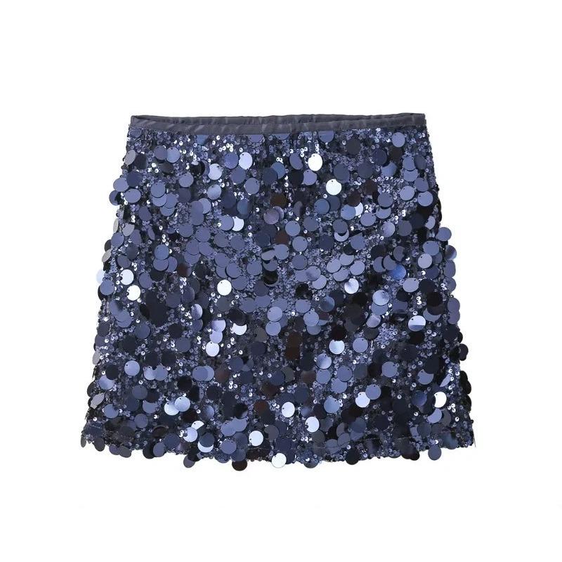 Minifalda Plateada con Lentejuelas de Cintura Alta para Mujer, Falda Corta Brillante para Fiesta y Club