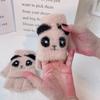 Cartoon Panda Warm Winter Women's Half Finger Flip Plush Knitted Coldproof Thickened Cycling Office Fingerless Gloves