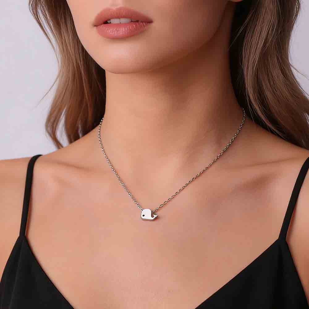 Mini Whale Pendant Necklace for Women Girls Stainless Steel Gold Color Choker Cute Marine Animal Jewelry Birthday Gift