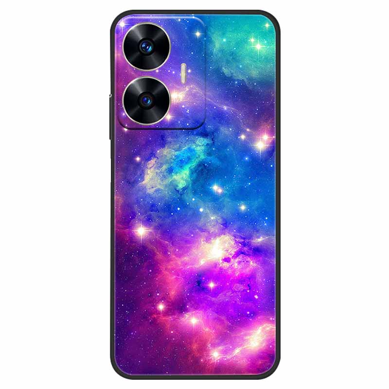 Phone Cover For Realme C55 Case Black Silicone Fundas For Realme C55 RMX3710 TPU Soft Back Coque Star Painted on RealmeC55 C 55