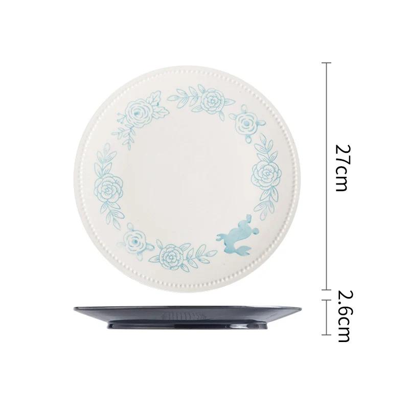 Creative Japanese Style Ceramic Plate Hand-painted Flowers Dining Plate Delicious Home Dishes Steak Plate Exquisite Tableware