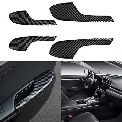 4x Acabamentos de Painel de Apoio de Braço da Porta Interior com Aparência de Fibra de Carbono Para Honda Civic 2016-2020