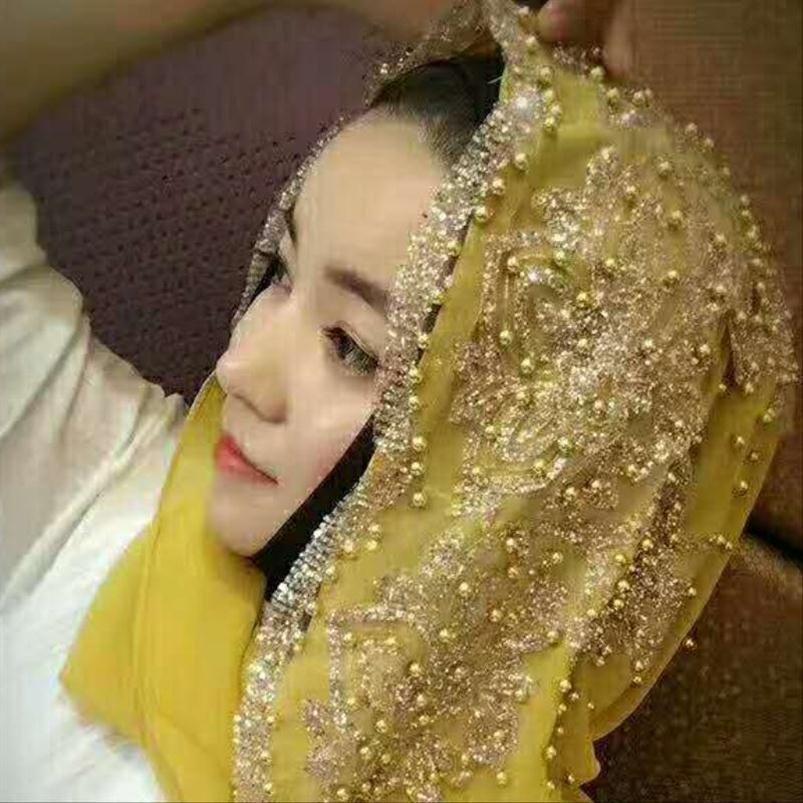 Rhinestone Chiffon Hijab: Sun Protection Travel Head Wrap with Plum Blossom Design