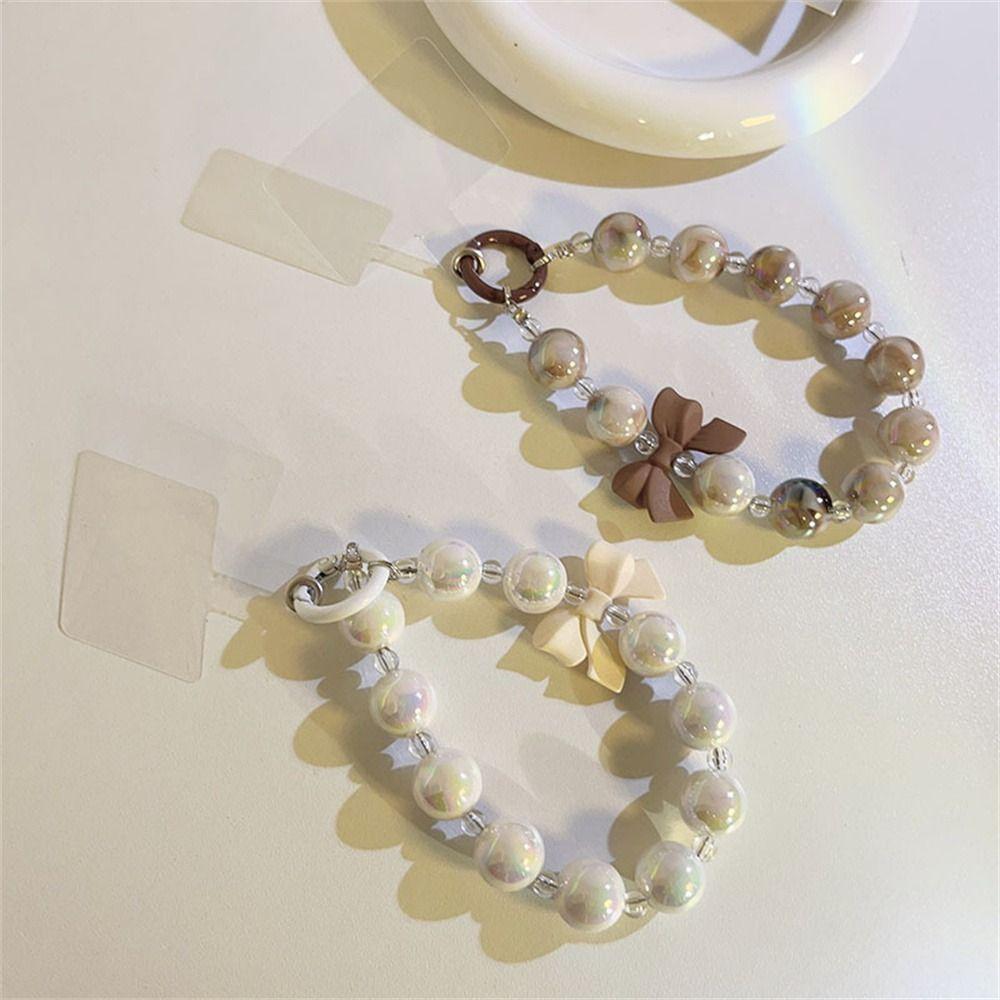 Cartoon Bear Beads Phone Chain Short Style Cellphone Strap Mobile Phone Lanyard  Phone Charm