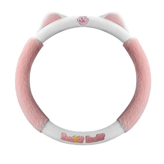 

Универсальный автомобильный руль, зимний чехол на колесо, поворотный стол, теплый кошачий короткий плюшевый дизайн с ушами 38cm розовый