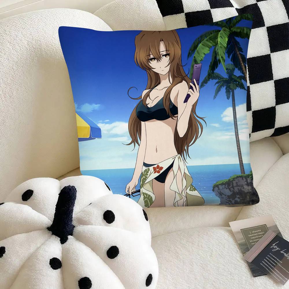 Anime Steins;Gat Cute Swimsuit Pillow Case Square Pillow Bedroom Sofa Leisure Comfort Cushion Car Home Decoration