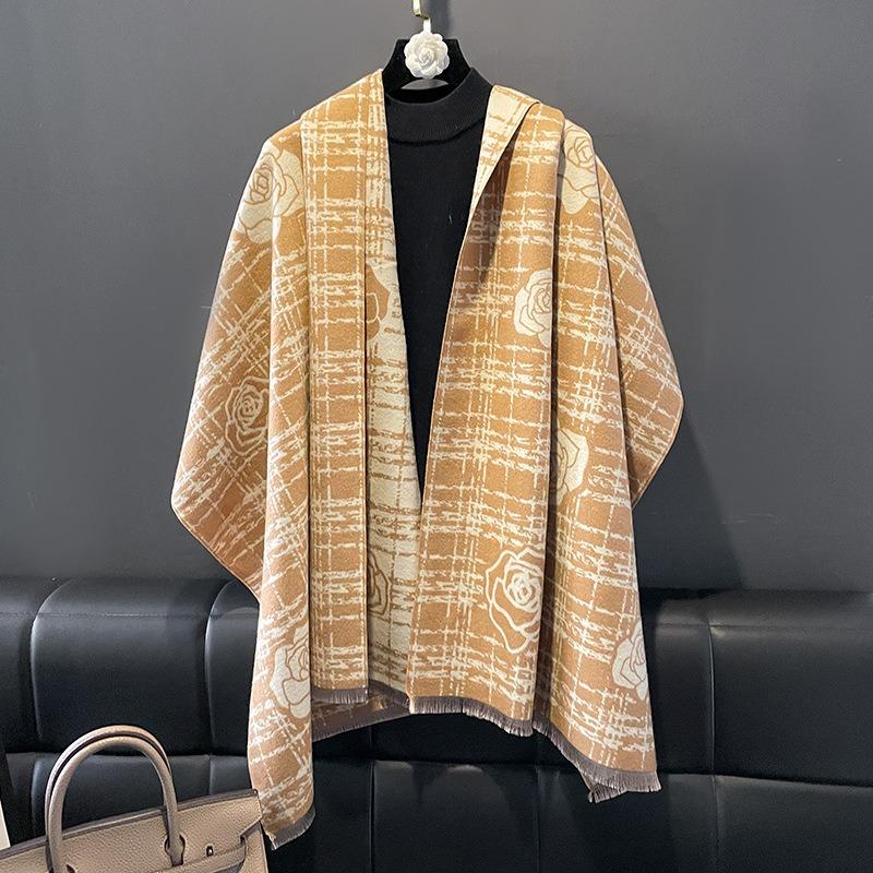 Autumn and winter new rose imitation cashmere scarf warm fashion versatile air conditioner shawl