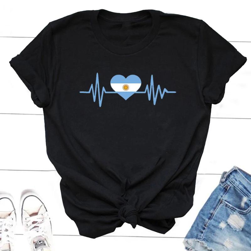 

Argentina Tshirt Heart Love Argentinian Flag Sun Tee Shirts for Women Unisex Argentine T Shirt Funny Womens Clothing Tops S