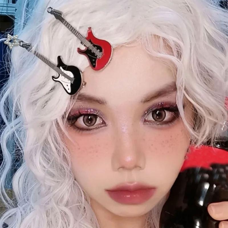 Small Star Hair Clip for Girls Retro Guitar Hairpins Accessory with Punk Clips
