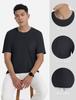 [TACVASEN] Men's Short-Sleeve Summer T-Shirt, Lightweight, Sporty, Simple Everyday Wear, Cotton, Sweat-Absorbing, Plain, with Chest Pocket, Cool Black