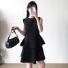 Deconstructed Hepburn Style Little Black Dress with Sleeveless Top - 2025 Spring Women's Slim Skirt