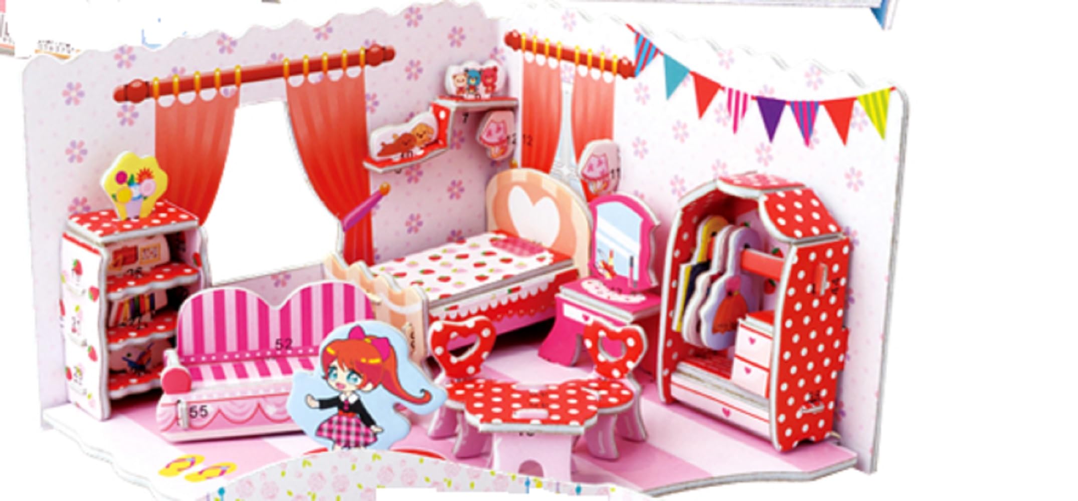 Режим от дома: Давайте сделаем кукольный домик: гостиная, столовая, спальня, ванная комната (Спальня)