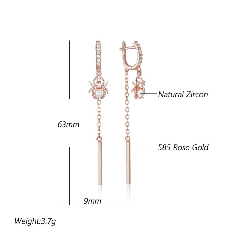 Trend Long Tassel Spider Dangle Earrings For Women Fashion  Rose Gold Color With Natural Zircon Fine Daily Jewelry