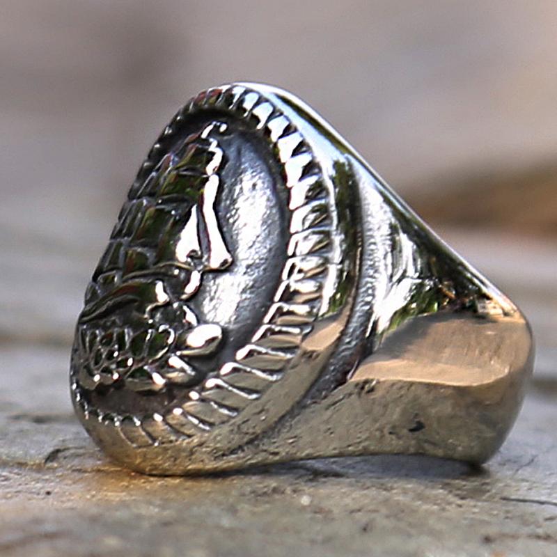 Vintage Gothic Sailboat Rings For Men Sailing Stainless Steel Viking Ring Talisman Men's Ring Cool Sailor Viking Accessories