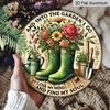 2D Flat, 1pc Round Aluminum Metal Wall Sign, Rustic Style "Welcome to My Garden" Wall Decor - A Product with Floral and Gardening Tool, Suitable for