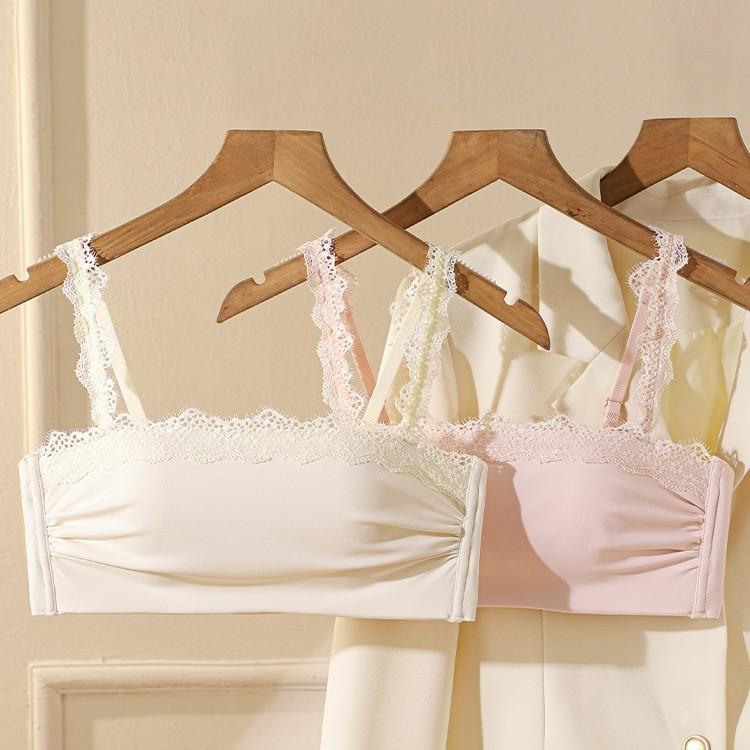 Stacked Tube Top Type Lace Strapless Underwear Women's Small Breasts Gather and Show Large Bra Cover Adjustable Bra Cover