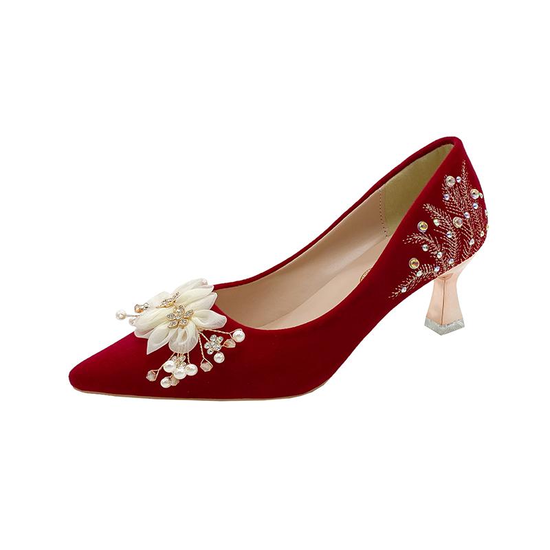 Fashion New Women Pumps Wedding High Heels Shoes Comfortable Lightweight Sole Non-Slip ) Floral Patterned Strapless Sandals Formal