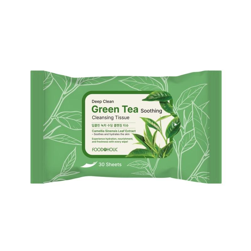 Foodaholic Deep Clean Green Tea Soothing Cleansing Tissues (30 Sheets) / Portable Moist Deep Cleansing