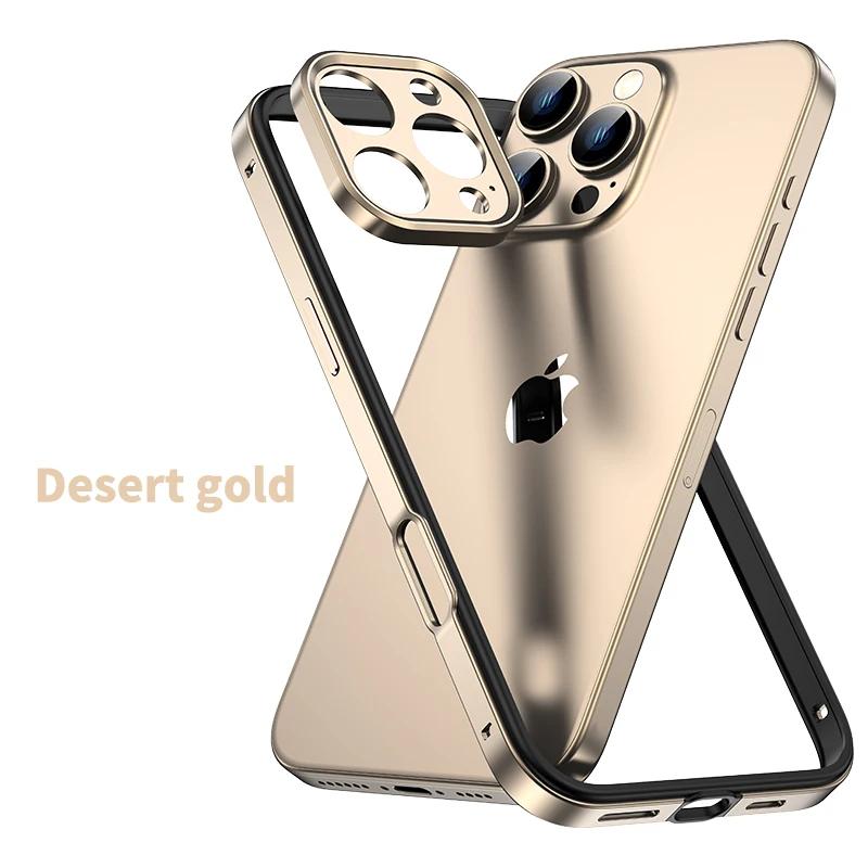 

Camera Protection + Hybrid Silicone Frame Aluminum Metal Phone Case For iPhone 16 15 14 13 Pro Max Better Heat Bumper For iPhone 13 Pro