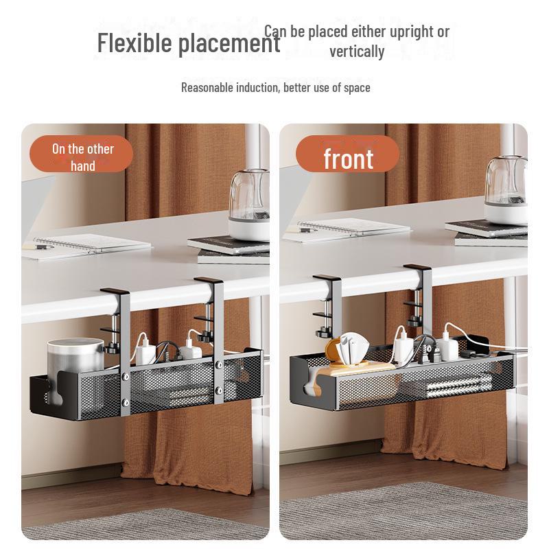 Organisateur de câbles sous table et boîte de rangement sans perçage - Support mural pour câbles de bureau