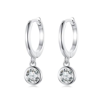 Hoop Earrings with Crystals Silver Clasp Earrings
