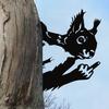 Peeping Animal Sign Metal Middle Finger Squirrel Sign Outdoor Flipping Off Deer Yard Art Decoration Rustic Animal Wall Art Ornament
