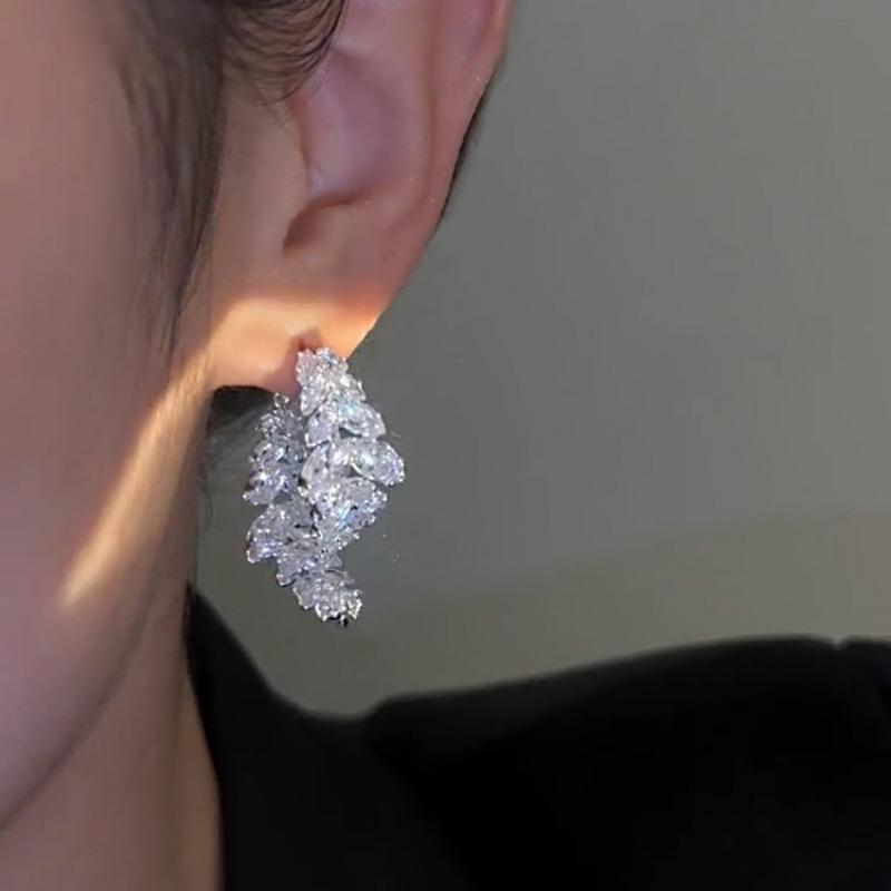 GemChic Women's Earrings Embed Zircon Twigs With Double-Sided Earrings Light Luxury Ear Stud Needle Fashion Earrings Birthday Christmas Jewelry Gift