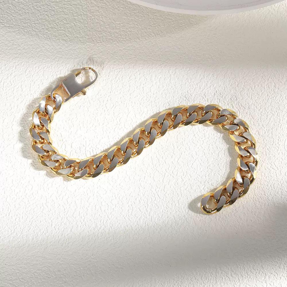 Men's Exquisite Trendy Matte Cuban Chain Bracelet with Stainless and Titanium Steel Cowboy Buckle